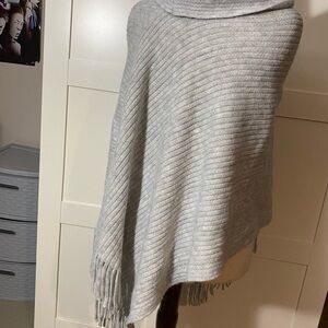 Chico's Light Gray Poncho with Fringe